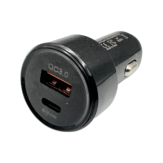 Car Charger 20W with USB-C USB-A Ports for Fast Charging