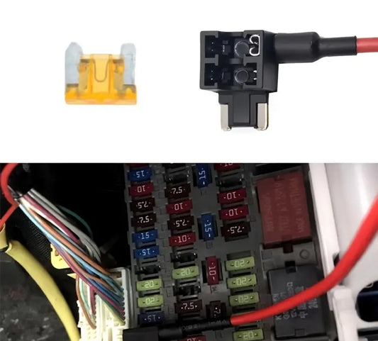 Add-on Fuse Tap Adapter with 5A Blade Fuse, 12V Plug Wiring Harness